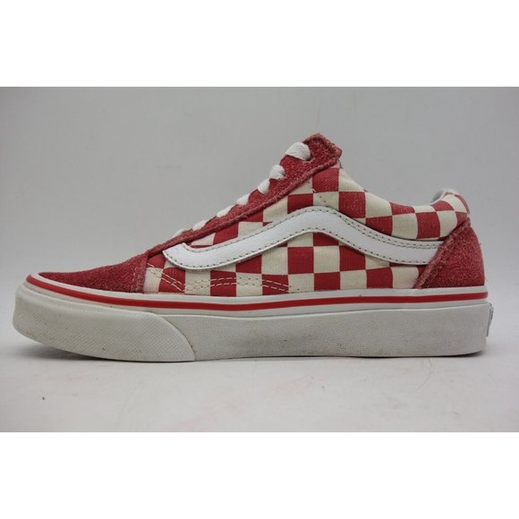 Vans Off The Wall Red Checkered Leather Lace Up Sneakers Shoes Women's 5 - Picture 5 of 10
